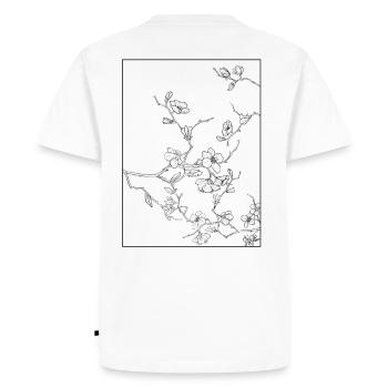 Floral Design Cherry Blossom Outline Black - Men's Premium Organic T-Shirt - white - Back - Nico (187cm)