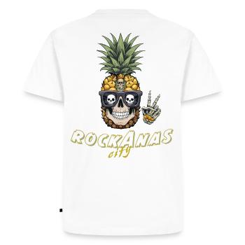 RockAnas - Vêtements Crazy Pineapple par Mujo - T-shirt Premium bio Homme - blanc - Dos - Nico (187cm)