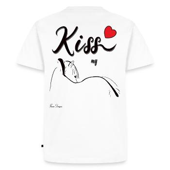 Kiss my Fjordhorse, Embrasse mon cheval de fjords - T-shirt Premium bio Homme - blanc - Dos - Nico (187cm)