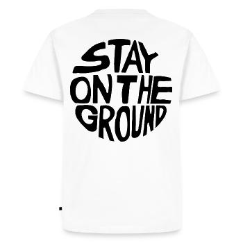 Stay on the Ground - Men's Premium Organic T-Shirt - white - Back - Nico (187cm)