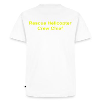 Chef d’équipage d’hélicoptère de sauvetage - T-shirt Premium bio Homme - blanc - Dos - Nico (187cm)