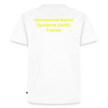 Simulateur UAS pour systèmes aériens sans pilote - T-shirt Premium bio Homme - blanc - Dos - Nico (187cm)