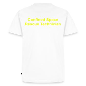 Technicien en sauvetage en espace clos - T-shirt Premium bio Homme - blanc - Dos - Nico (187cm)