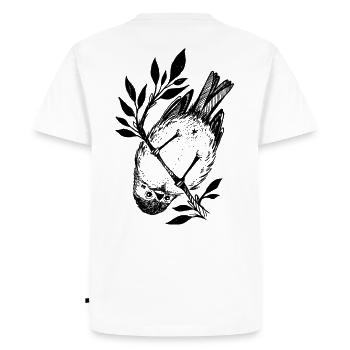 Petit oiseau coquin - T-shirt Premium bio Homme - blanc - Dos - Nico (187cm)