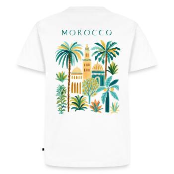 Morocco Palm Trees Architecture Watercolor - Men's Premium Organic T-Shirt - white - Back - Nico (187cm)