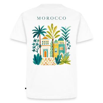 Morocco Palm City Illustration - Men's Premium Organic T-Shirt - white - Back - Nico (187cm)
