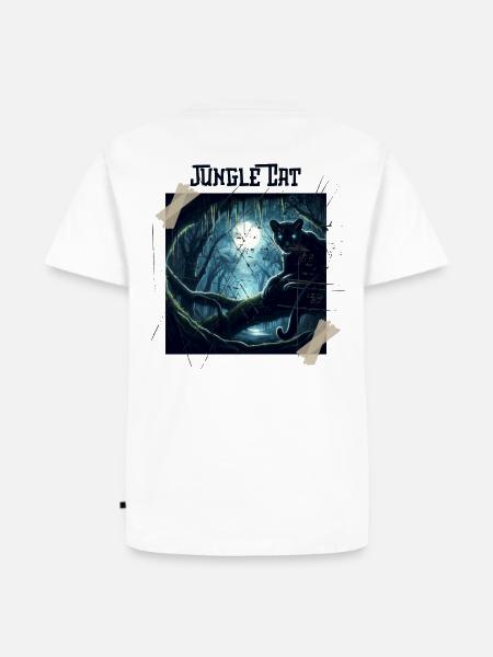 Jungle Cat Backprint - Männer Premium Bio T-Shirt - Weiß