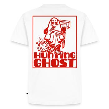 Fantôme chasseur pas hanteur - T-shirt Premium bio Homme - blanc - Dos - Nico (187cm)