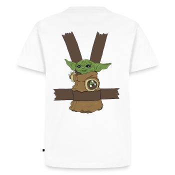 Little one on the back - Men's Premium Organic T-Shirt - white - Back - Nico (187cm)
