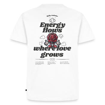 Energy flows where love grows - Men's Premium Organic T-Shirt - white - Back - Nico (187cm)