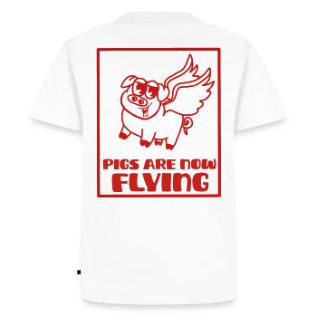 Pigs are now flying, rough times - T-shirt Premium bio Homme - blanc - Dos - Nico (187cm)