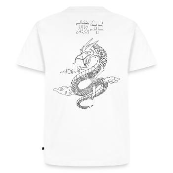 Chinese Draak - Mannen Premium Bio T-shirt - wit - Achter - Nico (187cm)