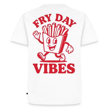 Fry Day Vibes – Funny French Fries Saying - Men's Premium Organic T-Shirt - white - Back - Nico (187cm)