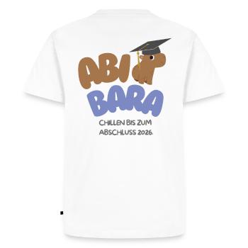 AbiBara 2026 Chilling until graduation - Men's Premium Organic T-Shirt - white - Back - Nico (187cm)