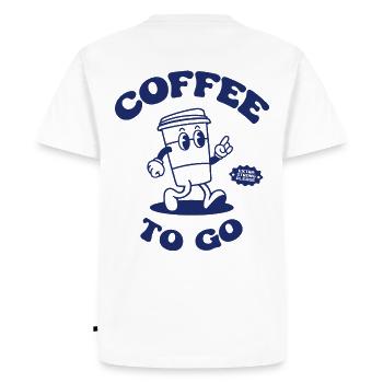 Café à emporter Illustration Logo Rétro 2023 - T-shirt Premium bio Homme - blanc - Dos - Nico (187cm)