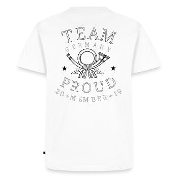 Post Team Germany Fier Membre - T-shirt Premium bio Homme - blanc - Dos - Nico (187cm)