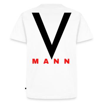 V-Mann - T-shirt Premium bio Homme - blanc - Dos - Nico (187cm)