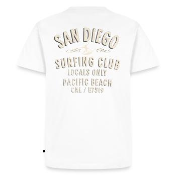 San Diego Pacific beach surfing club - T-shirt Premium bio Homme - blanc - Dos - Nico (187cm)