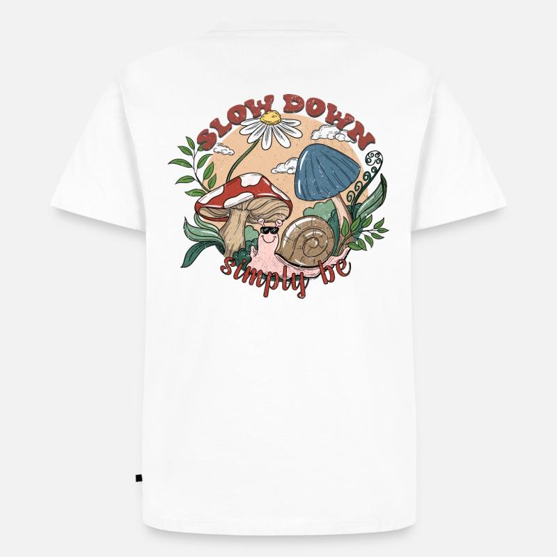 Slow down Simply be Backprint - Männer Premium Bio T-Shirt - Weiß