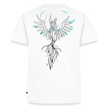 Phénix sketch turquoise - T-shirt Premium bio Homme - blanc - Dos - Nico (187cm)