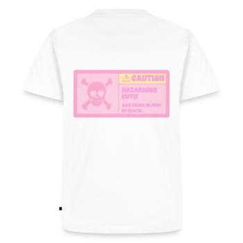 Attention, fille mignonne dangereuse - T-shirt Premium bio Homme - blanc - Dos - Nico (187cm)