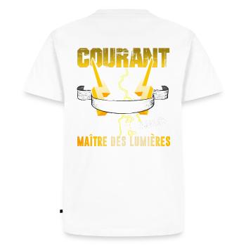 Cadeau Humoristique Électricien, Jeux de mots - T-shirt Premium bio Homme - blanc - Dos - Nico (187cm)