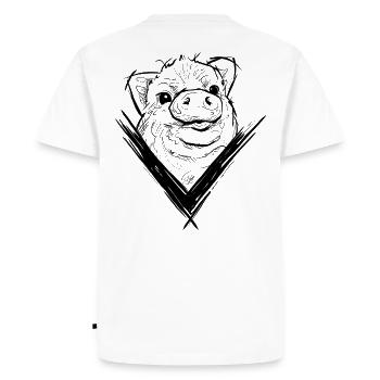 Pig V Design Animal Rights pig - Men's Premium Organic T-Shirt - white - Back - Nico (187cm)