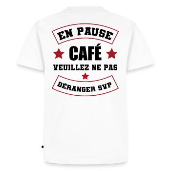 cadeau marrant pause café | tasse de café - T-shirt Premium bio Homme - blanc - Dos - Nico (187cm)