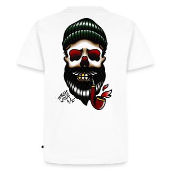 Traditional Bearded Skull Tattoo Design - Men's Premium Organic T-Shirt - white - Back - Nico (187cm)