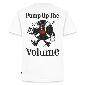 Pump Up The Volume Vinyl Record Retro Shirt Vinyl - Men's Premium Organic T-Shirt - white - Back - Nico (187cm)