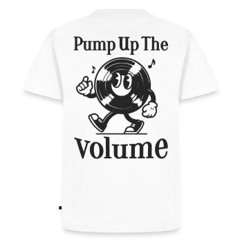 Pump Up The Volume Vinyl Record Retro Shirt Vinyl - Men's Premium Organic T-Shirt - white - Back - Nico (187cm)