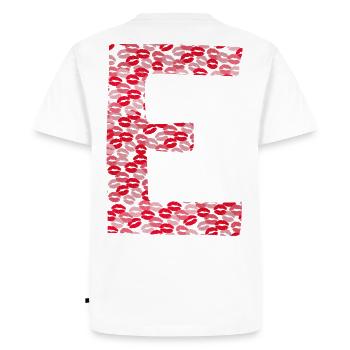Lettre E - tshirt bisous - T-shirt Premium bio Homme - blanc - Dos - Nico (187cm)