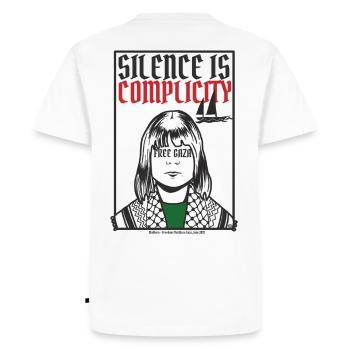 Silence is complicity, Free Gaza, Free Palestine - Men's Premium Organic T-Shirt - white - Back - Nico (187cm)