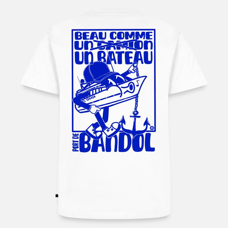 Retro Mittelmeer Bandol Boot Maskottchen - Männer Premium Bio T-Shirt - Weiß