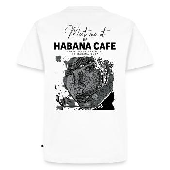 Portrait Éngagé À Havana Café - T-shirt Premium bio Homme - blanc - Dos - Nico (187cm)