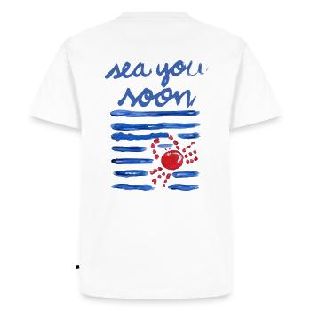 Sea You Soon Océan Bleu - T-shirt Premium bio Homme - blanc - Dos - Nico (187cm)