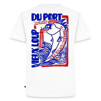 Vieux Marin du Port Rouge et Bleu Nautique - T-shirt Premium bio Homme - blanc - Dos - Nico (187cm)