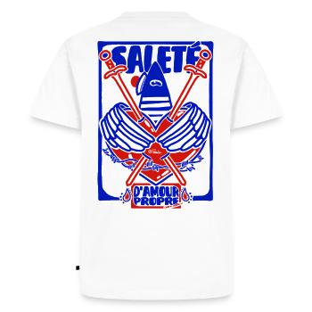 Saleté d'Amour Propre - T-shirt Premium bio Homme - blanc - Dos - Nico (187cm)