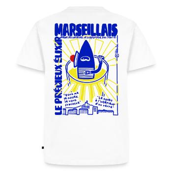 Apéritif Marseillais  - T-shirt Premium bio Homme - blanc - Dos - Nico (187cm)