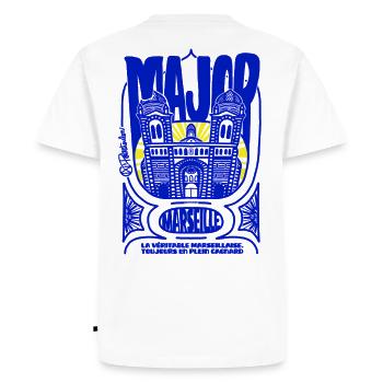 Cathédrale La Major Marseille  - T-shirt Premium bio Homme - blanc - Dos - Nico (187cm)