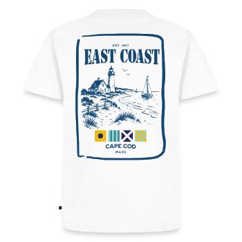Cape Cod Côte Est Phare et Mer - T-shirt Premium bio Homme - blanc - Dos - Nico (187cm)