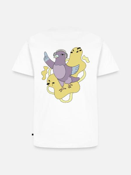 Taube Groove mit Kopfhörern - Männer Premium Bio T-Shirt - Weiß