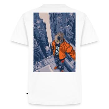 Cat Cyberpunk - T-shirt Premium bio Homme - blanc - Dos - Nico (187cm)