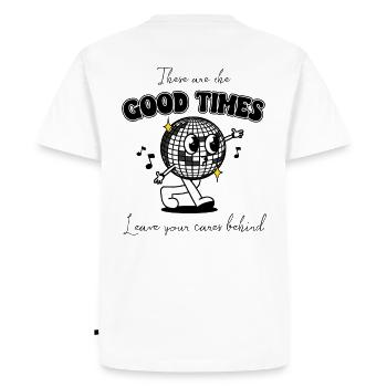 Disco Ball GOOD TIMES Shirt - Funk Music - Männer Premium Bio T-Shirt - Weiß - Hinten - Nico (187cm)