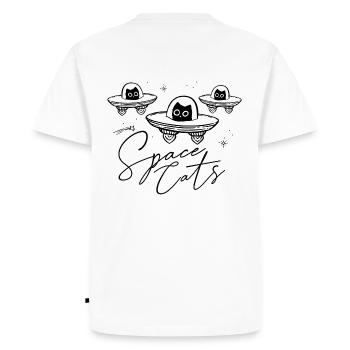 Space Cats - Cat in UFO | funny space cats - Men's Premium Organic T-Shirt - white - Back - Nico (187cm)