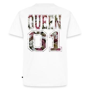 Reine 01 roi reine couple amour roses - T-shirt Premium bio Homme - blanc - Dos - Nico (187cm)