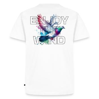 Enjoy The Wind, Dove in the wind - Men's Premium Organic T-Shirt - white - Back - Nico (187cm)