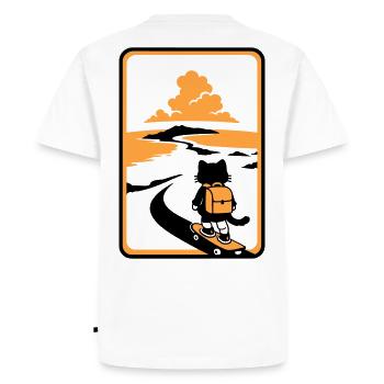 Coucher de soleil Skate Cat - T-shirt Premium bio Homme - blanc - Dos - Nico (187cm)