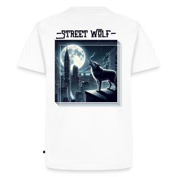 Loup de rue Backprint - T-shirt Premium bio Homme - blanc - Dos - Nico (187cm)