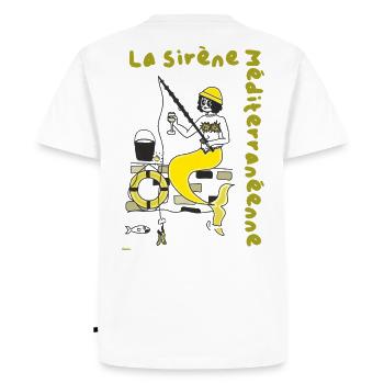 Sirene Mediterranéenne Jaune Pêche - T-shirt Premium bio Homme - blanc - Dos - Nico (187cm)